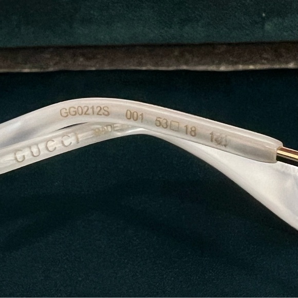 ⚡️GUCCI Pearl/ Gold Studded Cat Eye Sunglasses in Black-Gray, GG0212S, BRAND NEW - Picture 11 of 17